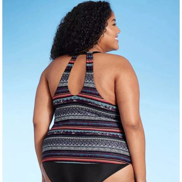 Kona Sol Women's Racerback Beach Boho Swimsuit Tankini Top Size 16W Multicolor - Picture 3 of 7
